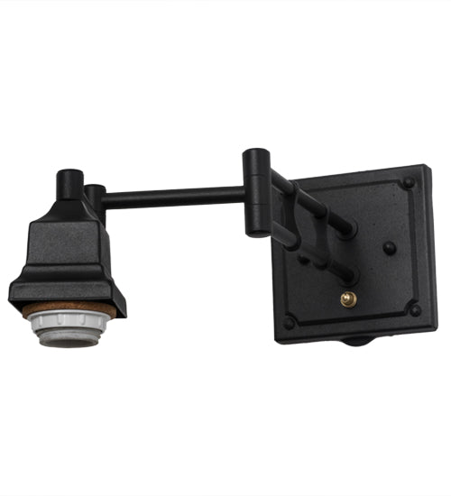 Meyda Lighting Whispering Pines 5-14" Textured Black Swing Arm Wall Sconce With Beige Art Shade Glass
