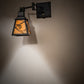 Meyda Lighting Whispering Pines 5-14" Textured Black Swing Arm Wall Sconce With Beige Art Shade Glass
