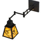 Meyda Lighting Whispering Pines 5-14" Textured Black Swing Arm Wall Sconce With Beige Art Shade Glass