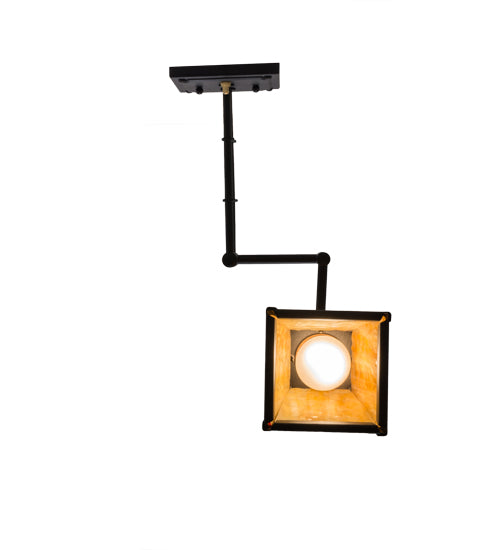 Meyda Lighting Whispering Pines 5-14" Textured Black Swing Arm Wall Sconce With Beige Art Shade Glass