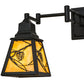 Meyda Lighting Whispering Pines 5-14" Textured Black Swing Arm Wall Sconce With Beige Art Shade Glass