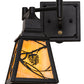 Meyda Lighting Whispering Pines 5-14" Textured Black Swing Arm Wall Sconce With Beige Art Shade Glass
