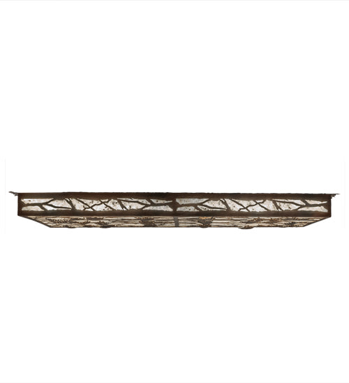 Meyda Lighting Whispering Pines 51" LED Rust & Wrought Iron Flush Mount Light With Silver Mica Shade Glass