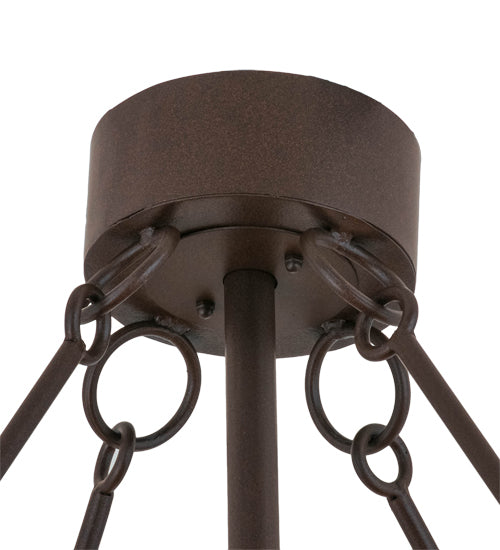 Meyda Lighting Whispering Pines 52" 15-Light Cafe Noir Chandelier With Amber Mica Shade Glass and Fan