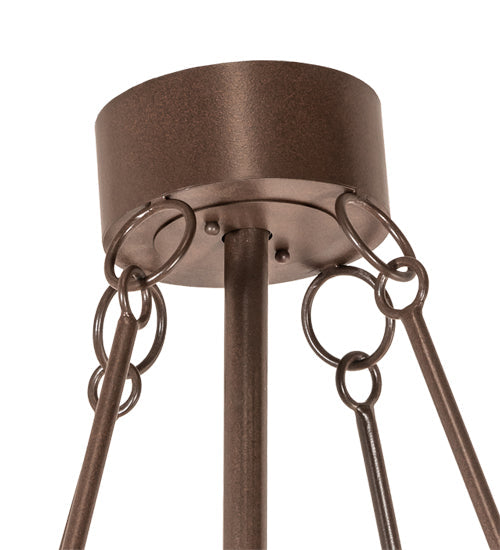Meyda Lighting Whispering Pines 52" 19-Light Cafe Noir Chandelier With Amber Mica Shade Glass and Fan