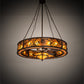 Meyda Lighting Whispering Pines 52" 19-Light Cafe Noir Chandelier With Amber Mica Shade Glass and Fan