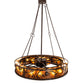 Meyda Lighting Whispering Pines 52" 19-Light Cafe Noir Chandelier With Amber Mica Shade Glass and Fan