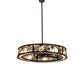 Meyda Lighting Whispering Pines 55" 15-Light Textured Black Chandelier With Silver Mica Shade Glass and Fan