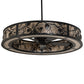 Meyda Lighting Whispering Pines 55" 15-Light Textured Black Chandelier With Silver Mica Shade Glass and Fan
