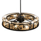 Meyda Lighting Whispering Pines 55" 15-Light Textured Black Chandelier With Silver Mica Shade Glass and Fan
