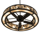 Meyda Lighting Whispering Pines 55" 15-Light Textured Black Chandelier With Silver Mica Shade Glass and Fan