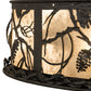 Meyda Lighting Whispering Pines 55" 15-Light Textured Black Chandelier With Silver Mica Shade Glass and Fan