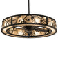 Meyda Lighting Whispering Pines 55" 15-Light Textured Black Chandelier With Silver Mica Shade Glass and Fan