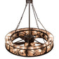 Meyda Lighting Whispering Pines 56" 19-Light Mahogany Bronze Chandelier With Silver Mica Shade Glass and Fan