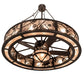 Meyda Lighting Whispering Pines 56" 19-Light Mahogany Bronze Chandelier With Silver Mica Shade Glass and Fan