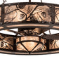 Meyda Lighting Whispering Pines 56" 19-Light Mahogany Bronze Chandelier With Silver Mica Shade Glass and Fan