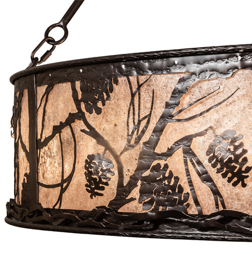 Meyda Lighting Whispering Pines 56" 19-Light Mahogany Bronze Chandelier With Silver Mica Shade Glass and Fan