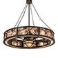 Meyda Lighting Whispering Pines 56" 19-Light Mahogany Bronze Chandelier With Silver Mica Shade Glass and Fan