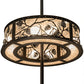 Meyda Lighting Whispering Pines 56" 24-Light Textured Black Chandelier With Silver Mica Shade Glass and Fan
