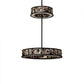 Meyda Lighting Whispering Pines 56" 24-Light Textured Black Chandelier With Silver Mica Shade Glass and Fan