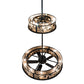 Meyda Lighting Whispering Pines 56" 24-Light Textured Black Chandelier With Silver Mica Shade Glass and Fan
