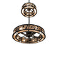 Meyda Lighting Whispering Pines 56" 24-Light Textured Black Chandelier With Silver Mica Shade Glass and Fan