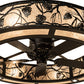 Meyda Lighting Whispering Pines 56" 24-Light Textured Black Chandelier With Silver Mica Shade Glass and Fan
