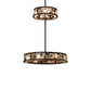 Meyda Lighting Whispering Pines 56" 24-Light Textured Black Chandelier With Silver Mica Shade Glass and Fan