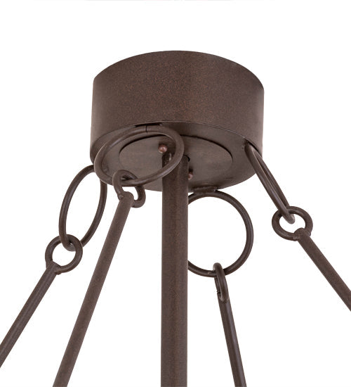 Meyda Lighting Whispering Pines 56" 3-Light Cafe Noir Chandelier With Silver Mica Shade Glass and Fan