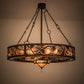 Meyda Lighting Whispering Pines 56" 3-Light Cafe Noir Chandelier With Silver Mica Shade Glass and Fan