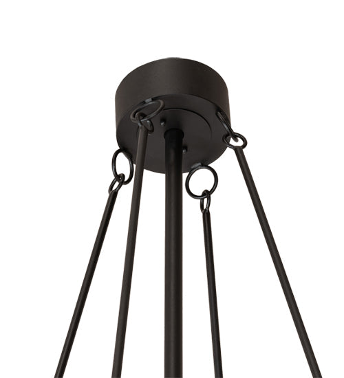 Meyda Lighting Whispering Pines 57" 16-Light Textured Black Chandelier With Black & Amber Mica Shade Glass and Fan