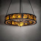 Meyda Lighting Whispering Pines 57" 16-Light Textured Black Chandelier With Black & Amber Mica Shade Glass and Fan