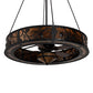 Meyda Lighting Whispering Pines 57" 16-Light Textured Black Chandelier With Black & Amber Mica Shade Glass and Fan