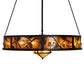 Meyda Lighting Whispering Pines 57" 16-Light Textured Black Chandelier With Black & Amber Mica Shade Glass and Fan