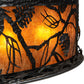 Meyda Lighting Whispering Pines 57" 16-Light Textured Black Chandelier With Black & Amber Mica Shade Glass and Fan