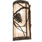 Meyda Lighting Whispering Pines 6" 2-Light Distressed Chestnut Left Wall Sconce With Silver Mica Shade Glass