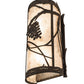 Meyda Lighting Whispering Pines 6" 2-Light Distressed Chestnut Left Wall Sconce With Silver Mica Shade Glass