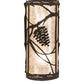 Meyda Lighting Whispering Pines 6" 2-Light Distressed Chestnut Left Wall Sconce With Silver Mica Shade Glass