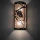 Meyda Lighting Whispering Pines 6" 2-Light Oil Rubbed Bronze Left Wall Sconce With Silver Mica Shade Glass