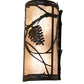 Meyda Lighting Whispering Pines 6" 2-Light Oil Rubbed Bronze Left Wall Sconce With Silver Mica Shade Glass