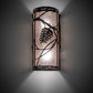 Meyda Lighting Whispering Pines 6" 2-Light Oil Rubbed Bronze Right Wall Sconce With Silver Mica Shade Glass