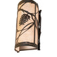 Meyda Lighting Whispering Pines 6" 2-Light Oil Rubbed Bronze Right Wall Sconce With Silver Mica Shade Glass