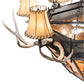 Meyda Lighting Whispering Pines 60" 16-Light Costello Black Antler Chandelier With Amber Mica & Faux Leather Shade