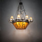 Meyda Lighting Whispering Pines 60" 16-Light Costello Black Antler Chandelier With Amber Mica & Faux Leather Shade