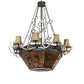 Meyda Lighting Whispering Pines 60" 16-Light Costello Black Antler Chandelier With Amber Mica & Faux Leather Shade