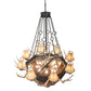 Meyda Lighting Whispering Pines 60" 16-Light Costello Black Antler Chandelier With Amber Mica & Faux Leather Shade