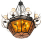 Meyda Lighting Whispering Pines 60" 16-Light Costello Black Antler Chandelier With Amber Mica & Faux Leather Shade