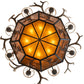 Meyda Lighting Whispering Pines 60" 16-Light Costello Black Antler Chandelier With Amber Mica & Faux Leather Shade