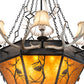 Meyda Lighting Whispering Pines 60" 16-Light Costello Black Antler Chandelier With Amber Mica & Faux Leather Shade