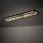 Meyda Lighting Whispering Pines 62" LED Flat Black Island Flush Mount Light With Silver Mica Shade Glass
